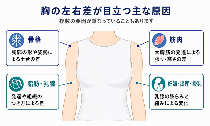 胸の左右差が目立つ主な原因
